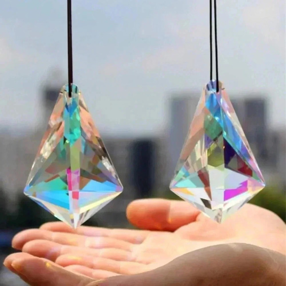 ONE large cut prism crystal rainbow maker sun catchers window balcony windshield - Picture 1 of 3